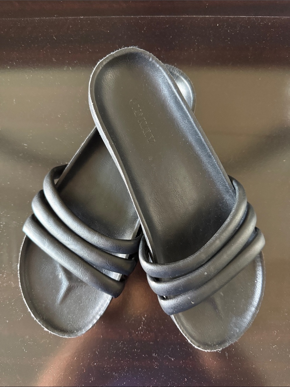 Old Navy Black Triple-Strap Slide Sandals